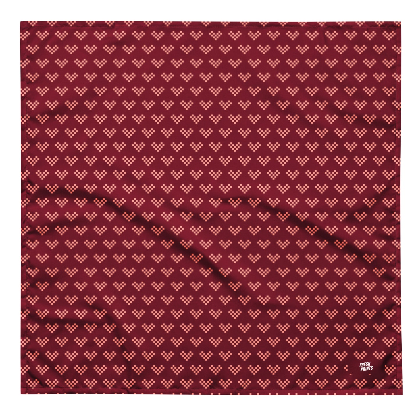 Pixel Heart print bandana - Maroon & Pink