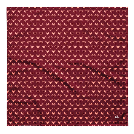 Pixel Heart print bandana - Maroon & Pink