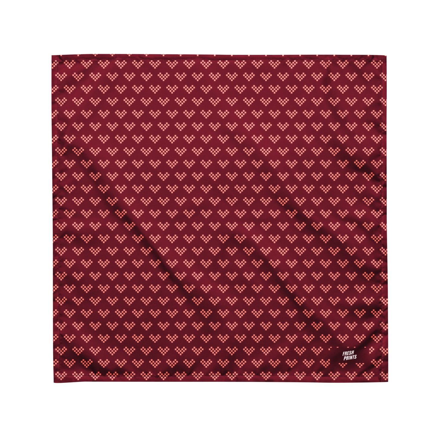 Pixel Heart print bandana - Maroon & Pink