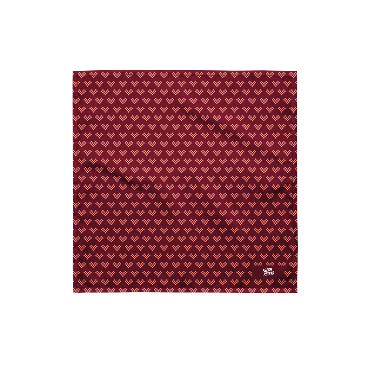 Pixel Heart print bandana - Maroon & Pink