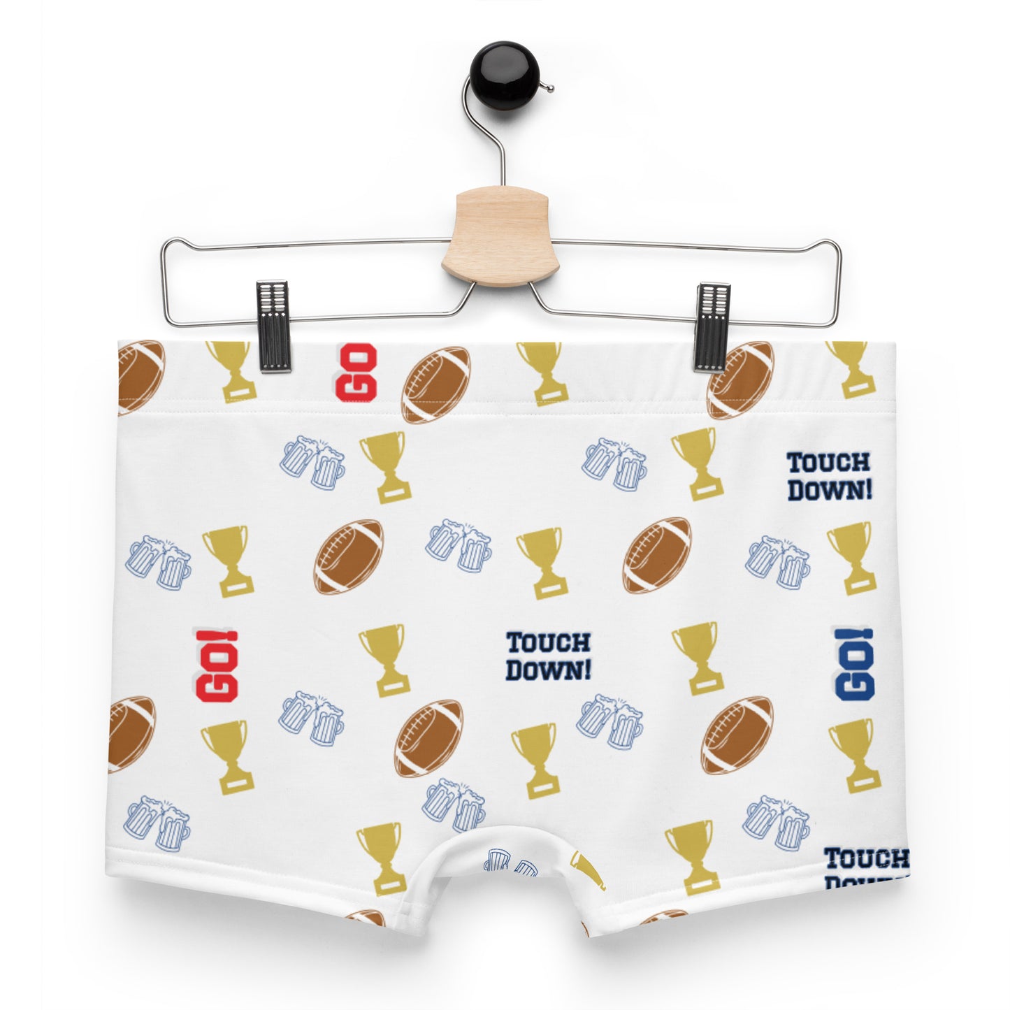 Touchdown Boxer Briefs - White, Red & Blue