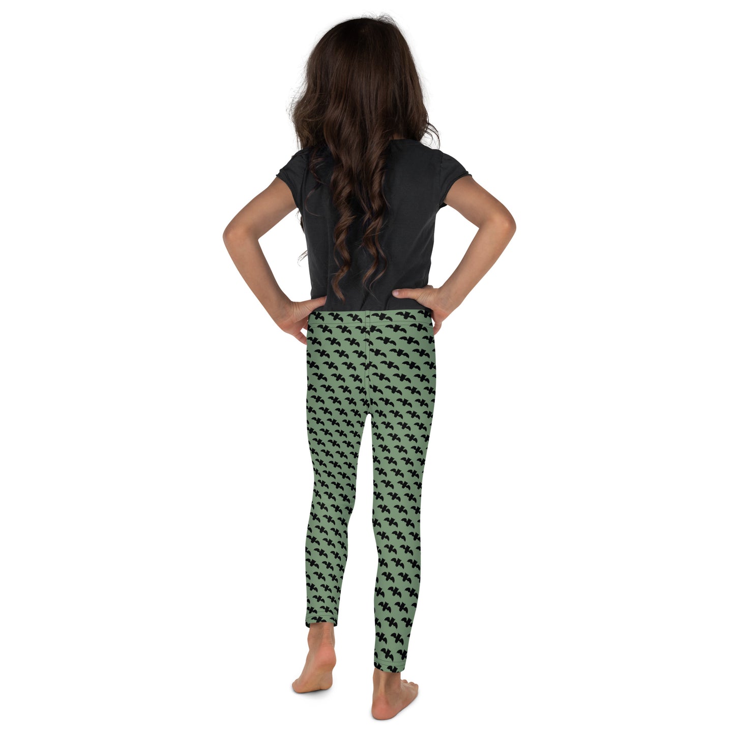 Bat Kids Leggings - Light Army Green