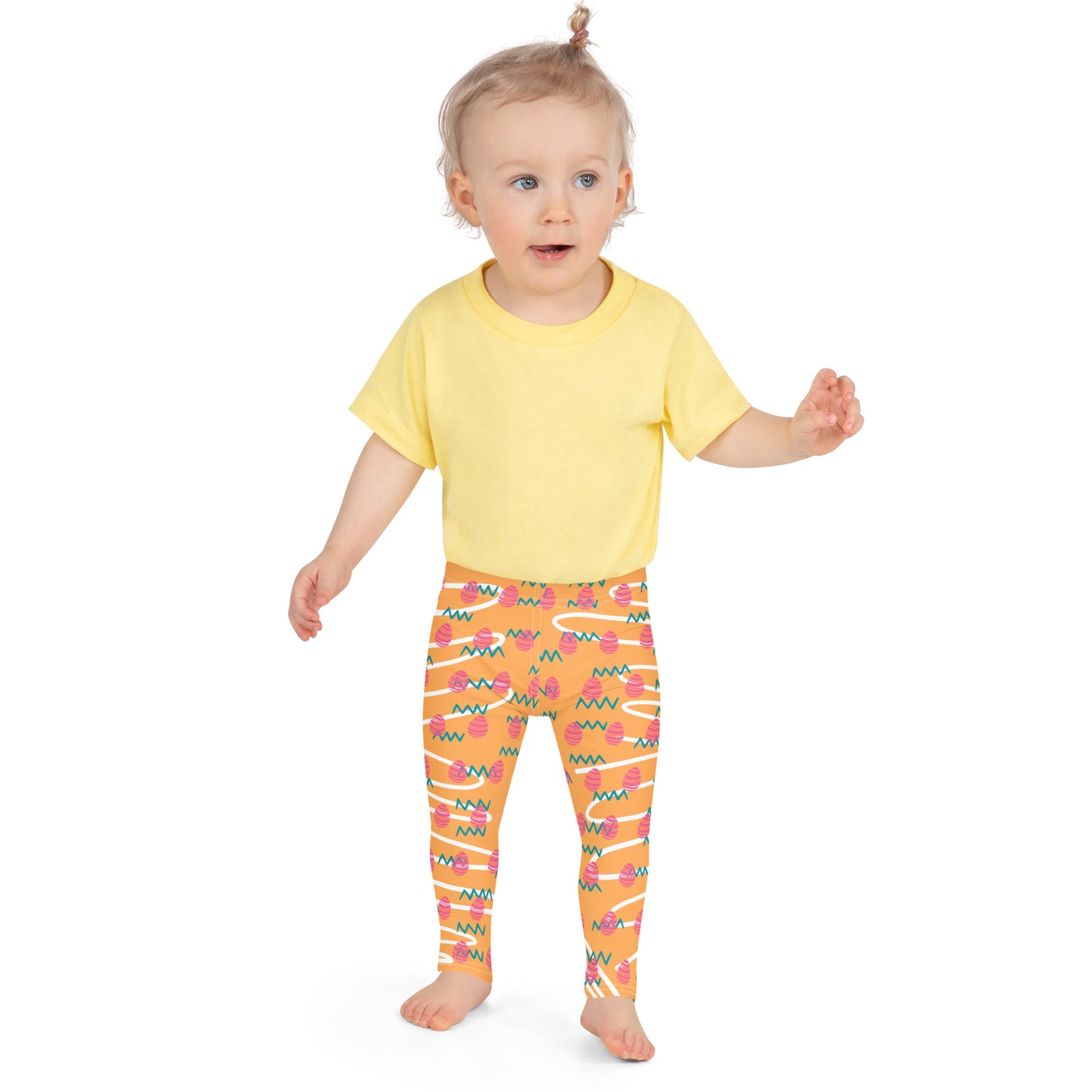 Easter Egg Fun Print Kid's Leggings - Orange