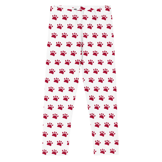 Paws Kid's Leggings - White & Burgundy