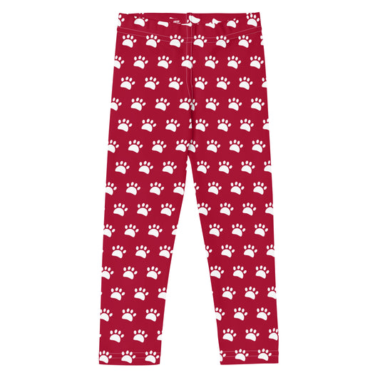 Paws Kid's Leggings - Burgundy