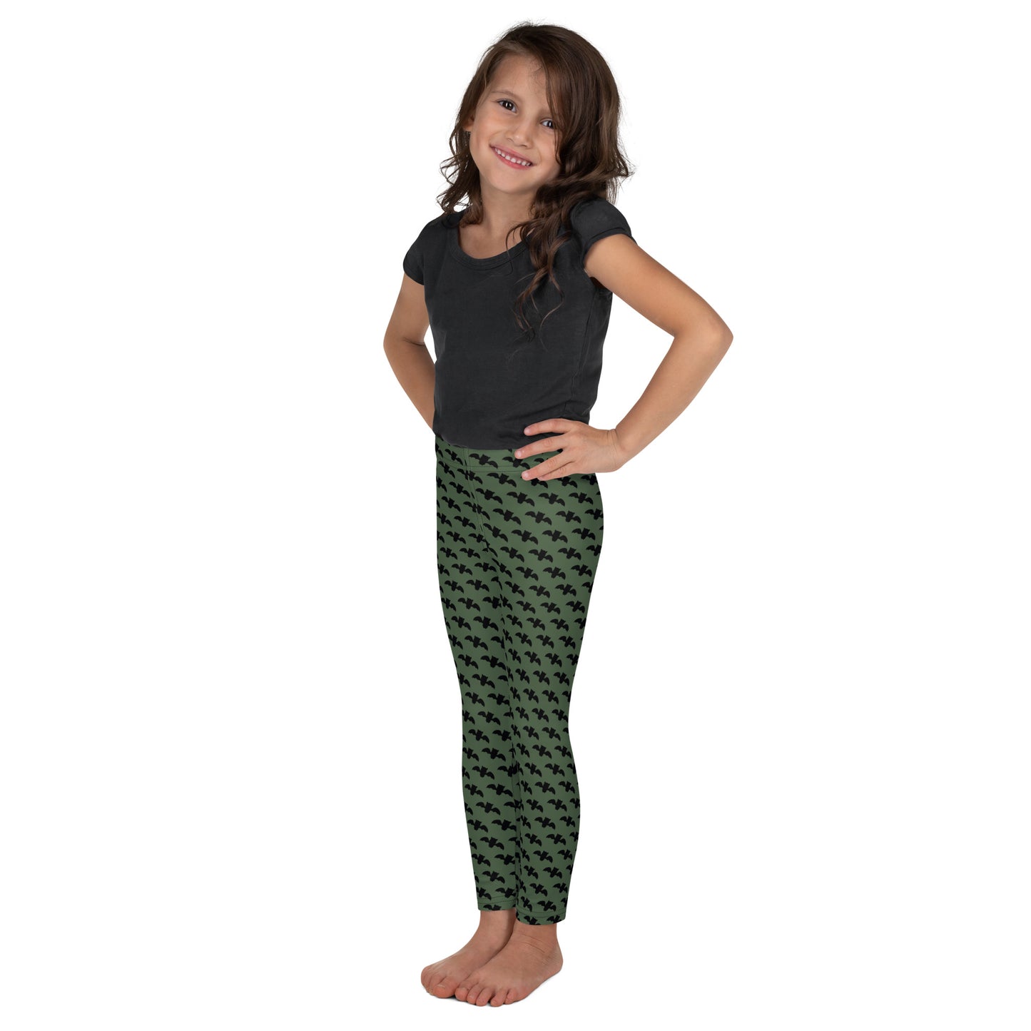 Bat Kids Leggings - Army Green