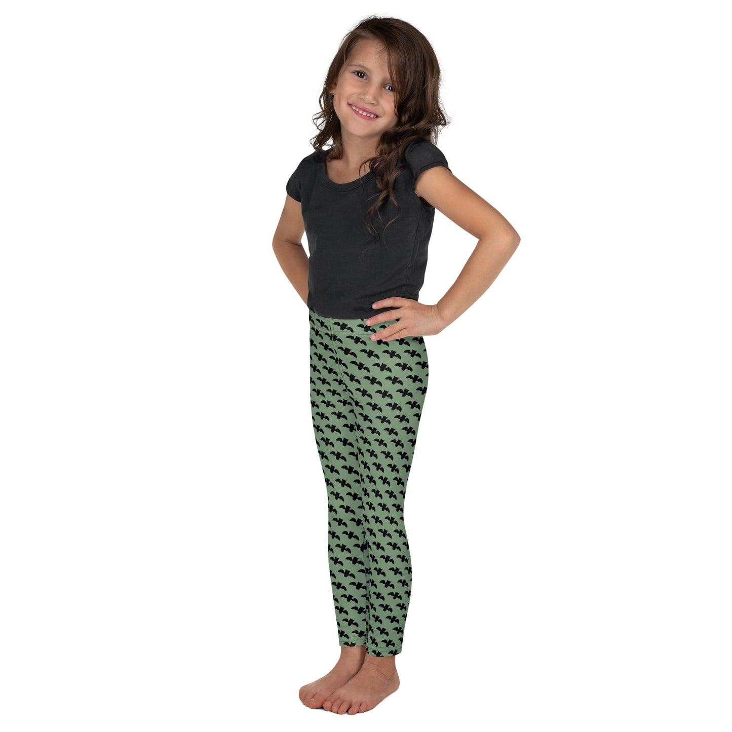 Bat Kids Leggings - Light Army Green