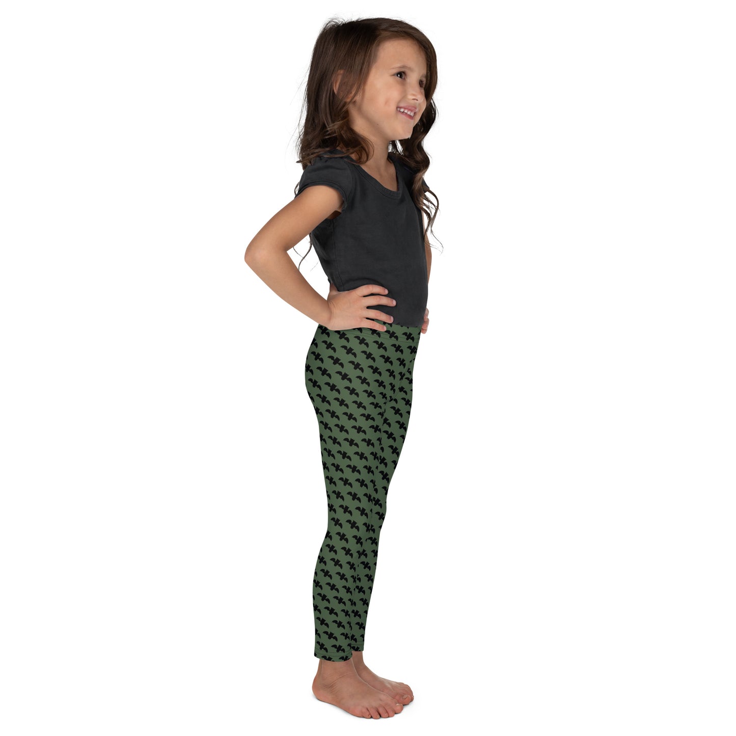 Bat Kids Leggings - Army Green