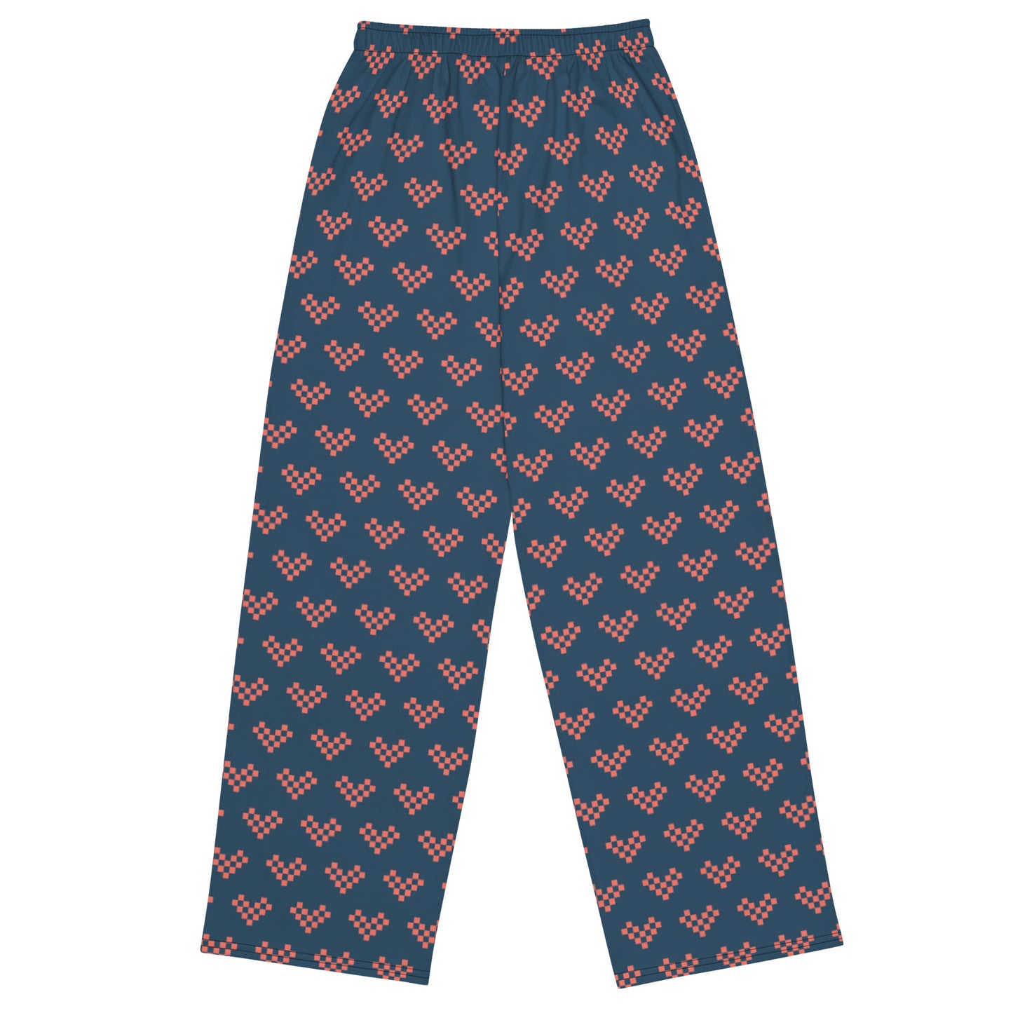 Pixel Heart Slouchy All-over print unisex wide-leg pants -  Pink & Blue