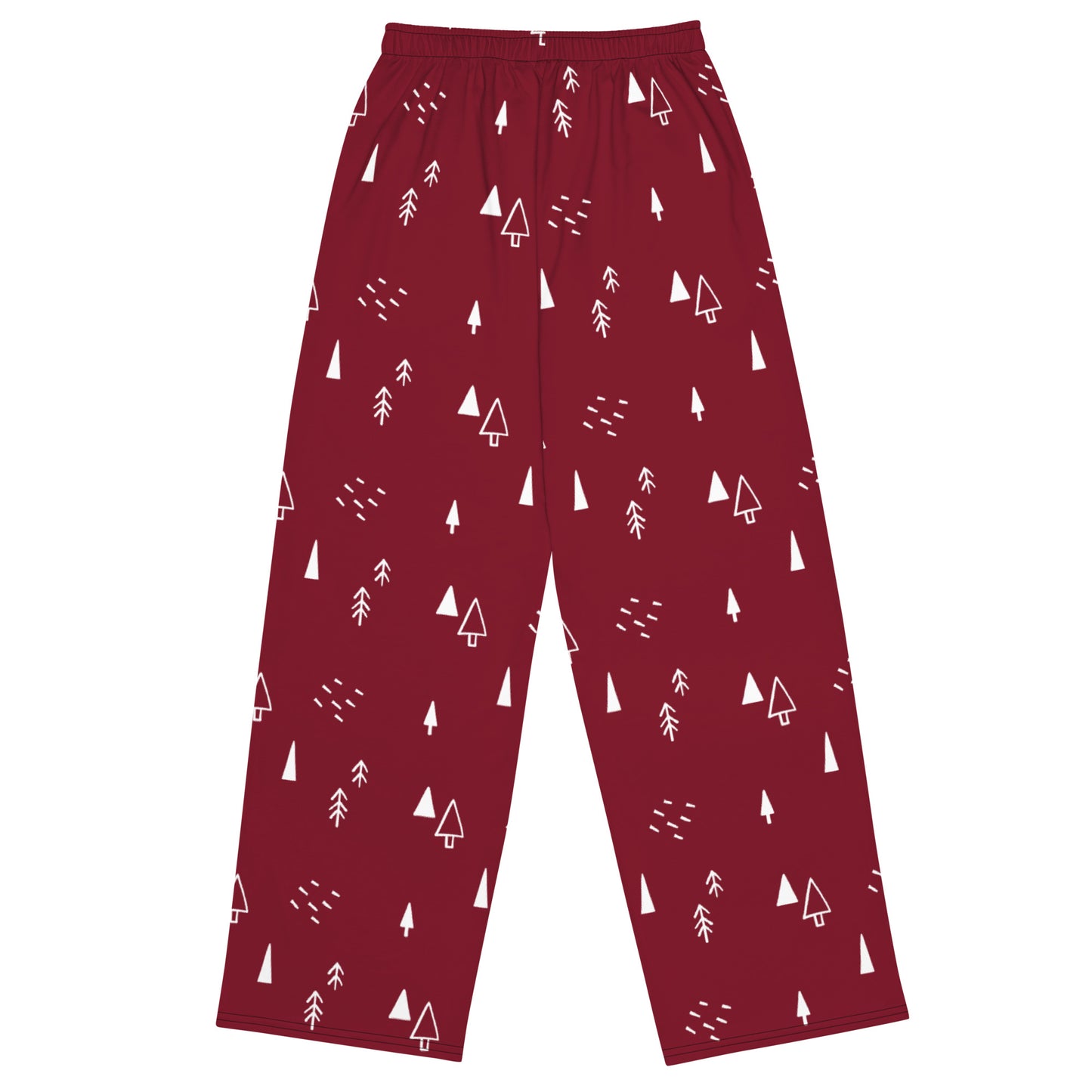 Christmas Tree Pajama All-over print unisex wide-leg pants - Burgundy