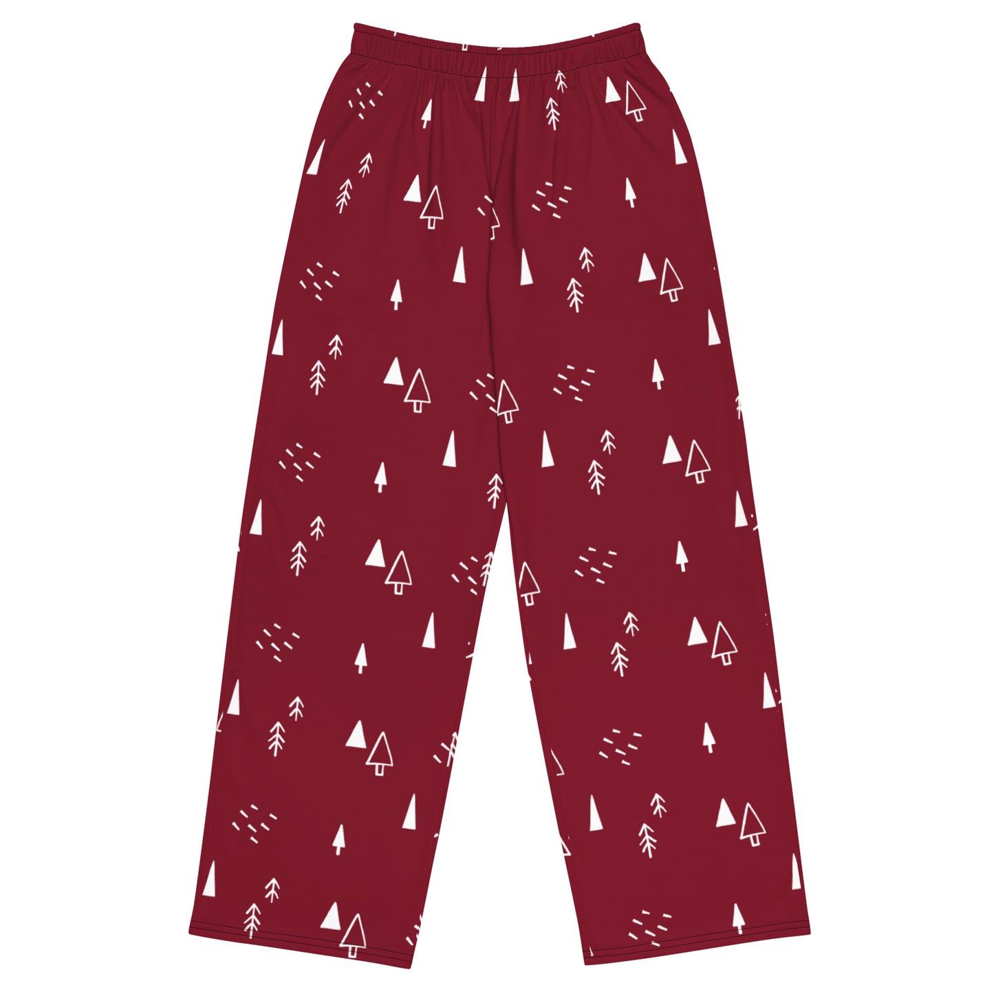 Christmas Tree Pajama All-over print unisex wide-leg pants - Burgundy