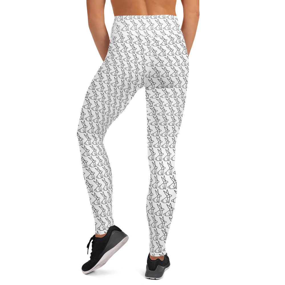 Geometric Bunny Yoga Leggings - White