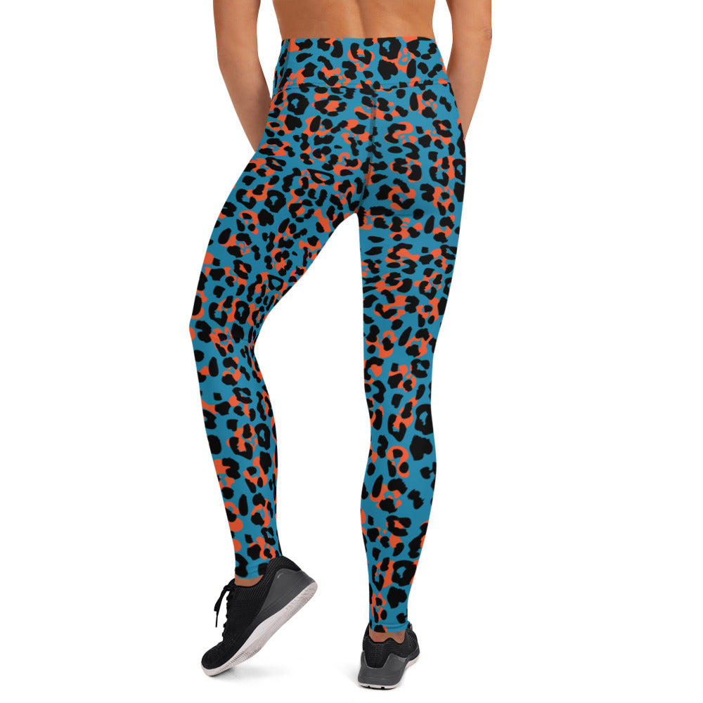 Blue Leopard Print Yoga Leggings