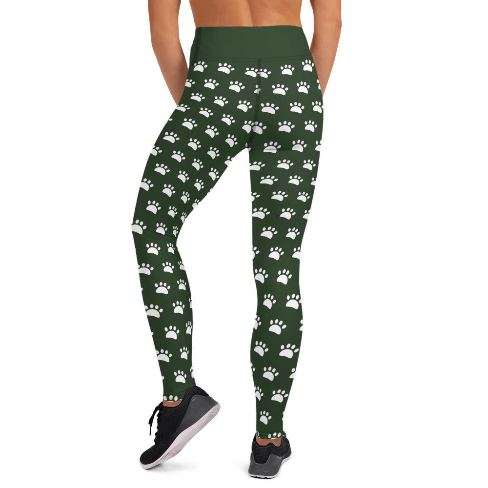 Paws Yoga Leggings - Army Green