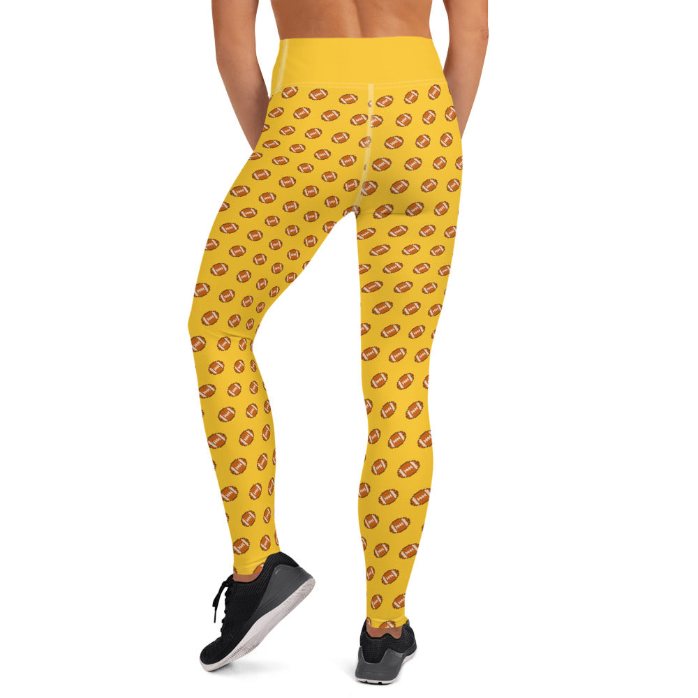 Pixel Football Yoga Leggings - Yellow