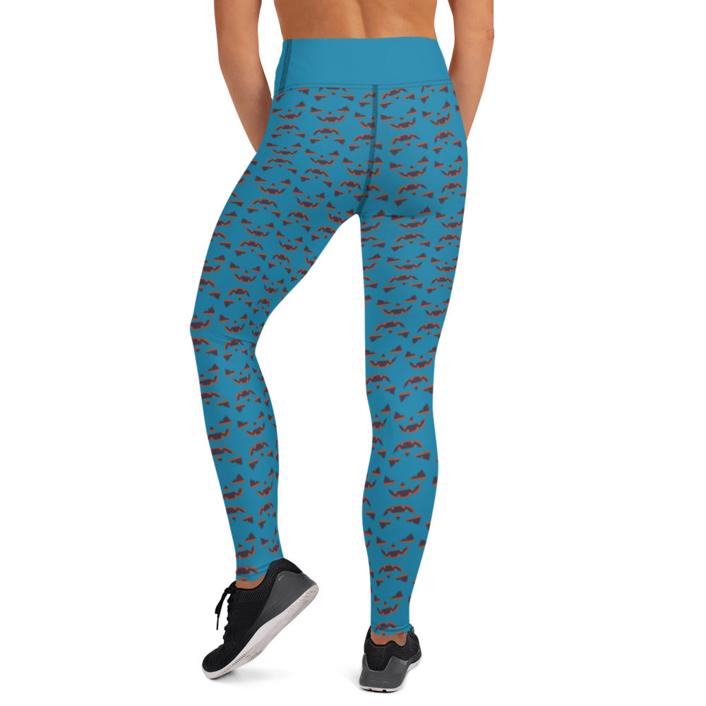 Halloween Face Yoga Leggings - Bright Blue