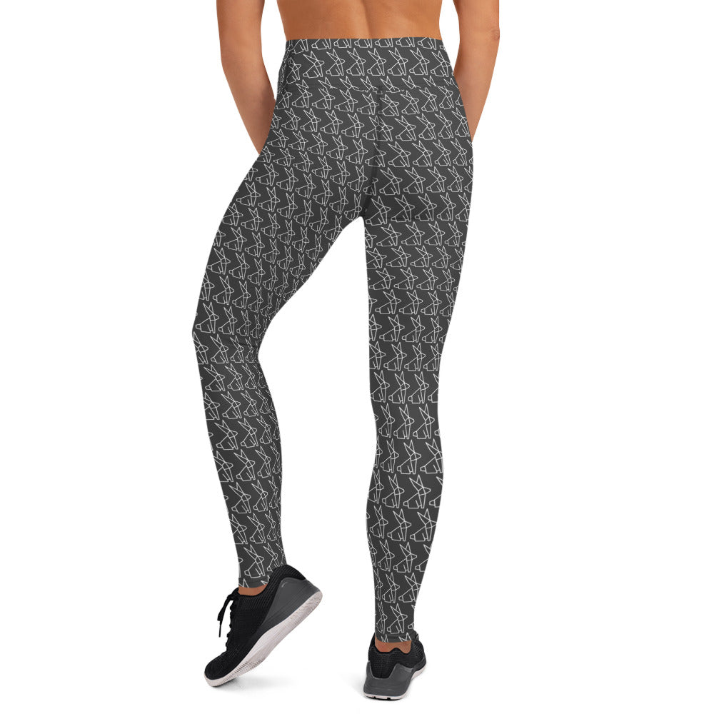 Geometric Bunny Yoga Leggings - Charcoal