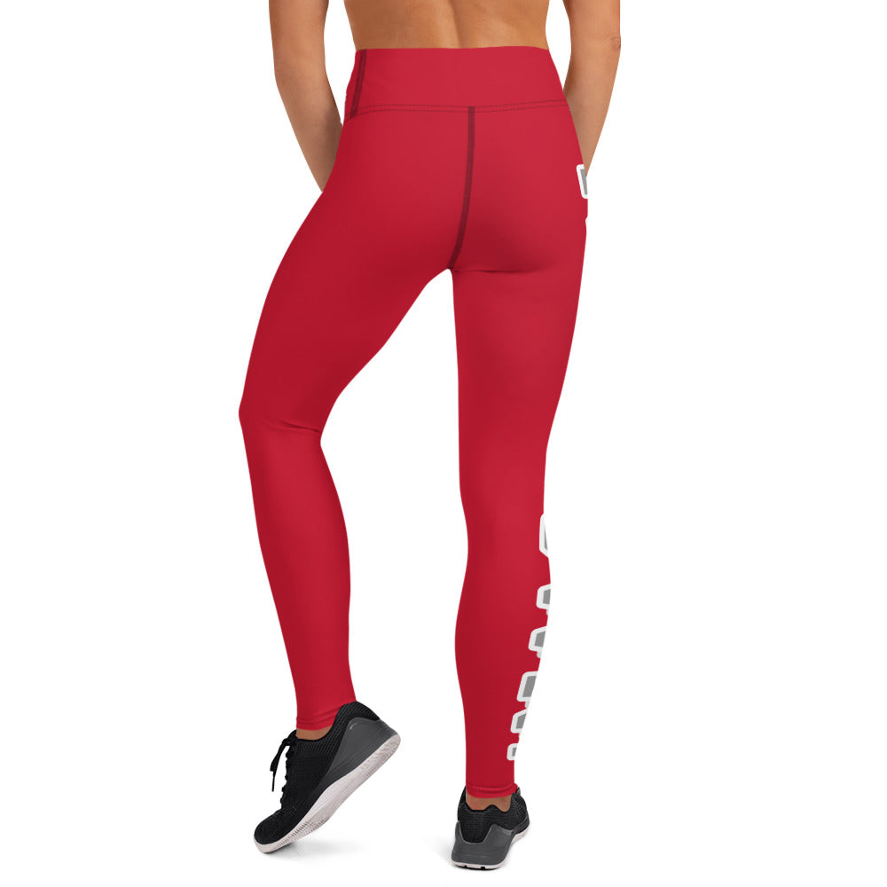 Touch Down! Yoga Leggings - Red & Grey