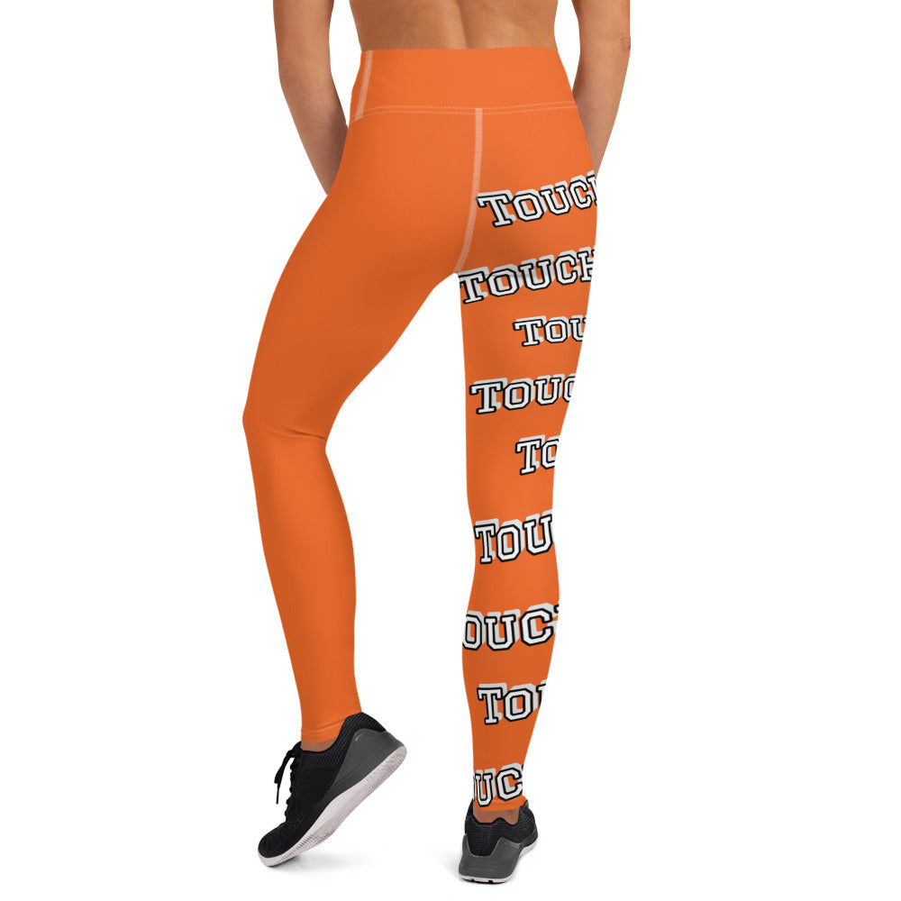 Touch Down! Print Yoga Leggings - Orange