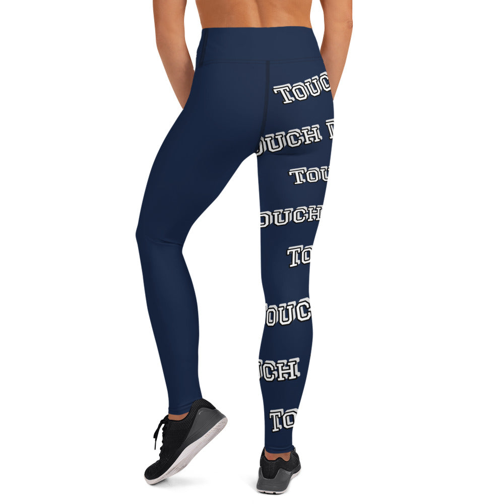 Touch Down! Print Yoga Leggings - Navy