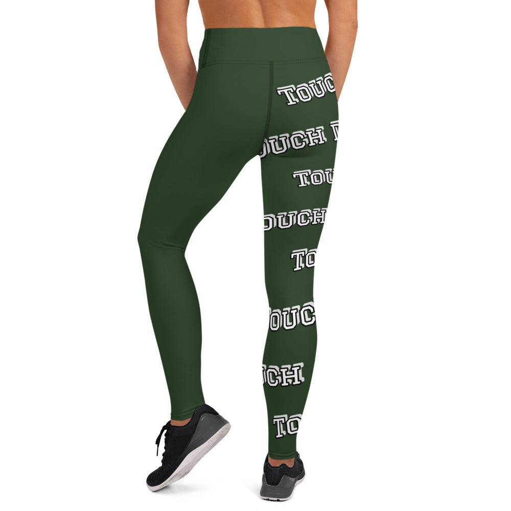 Touch Down! Print Yoga Leggings - Green