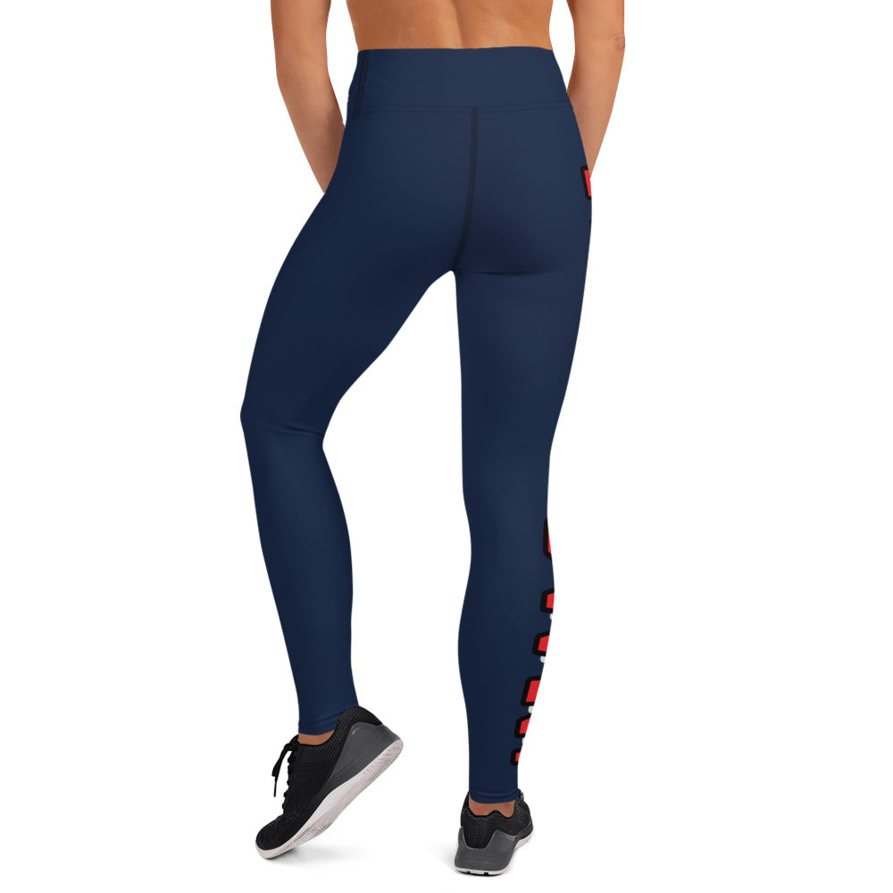 Touch Down! Yoga Leggings -  Navy & Red