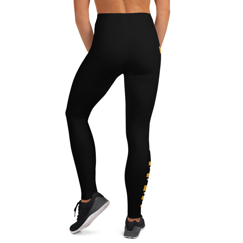 Touch Down! Yoga Leggings -  Black & Gold