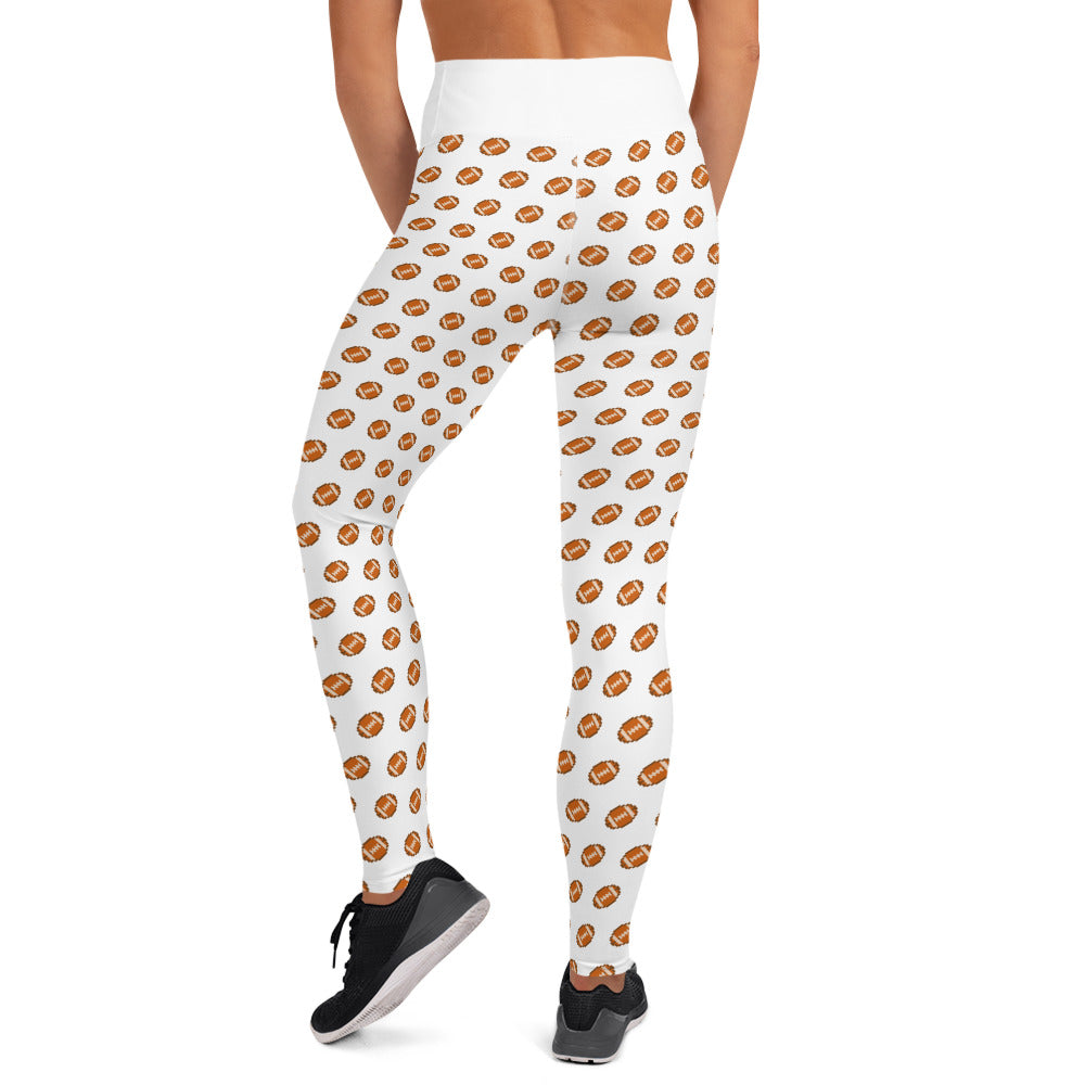 Pixel Football Yoga Leggings - White