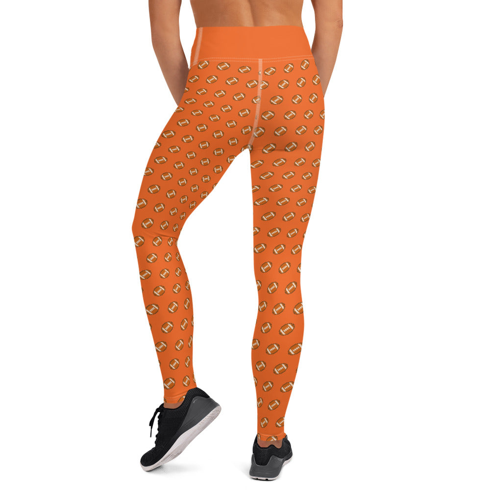 Pixel Football Yoga Leggings - Orange