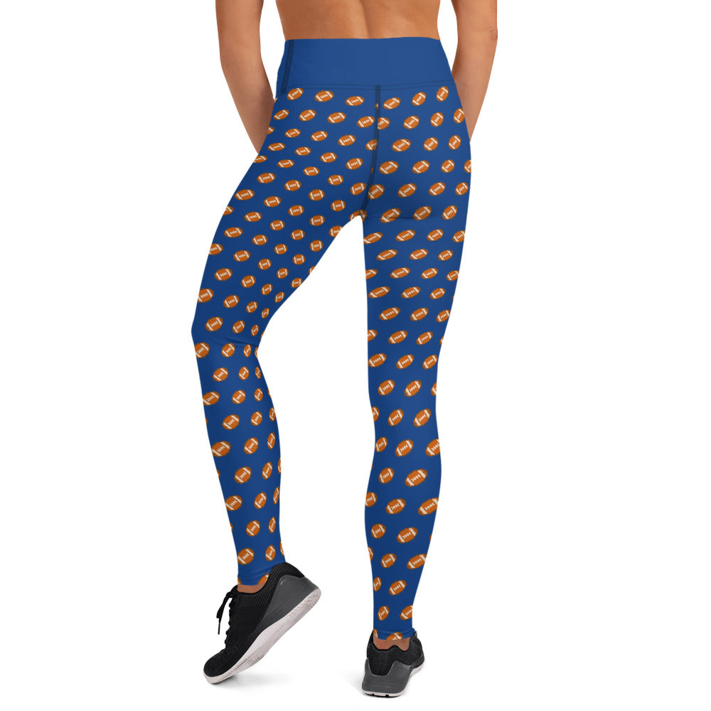 Pixel Football Yoga Leggings - Royal Blue