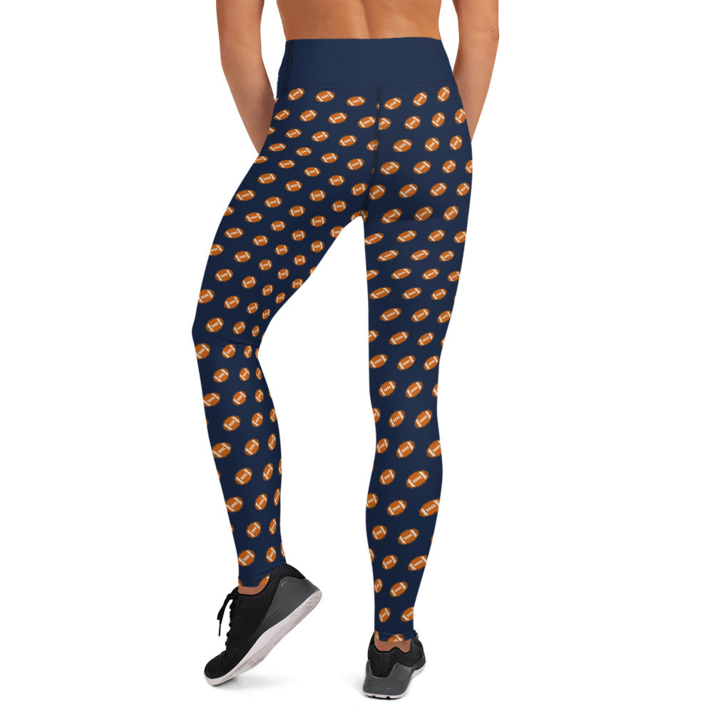 Pixel Football Yoga Leggings - Navy Blue