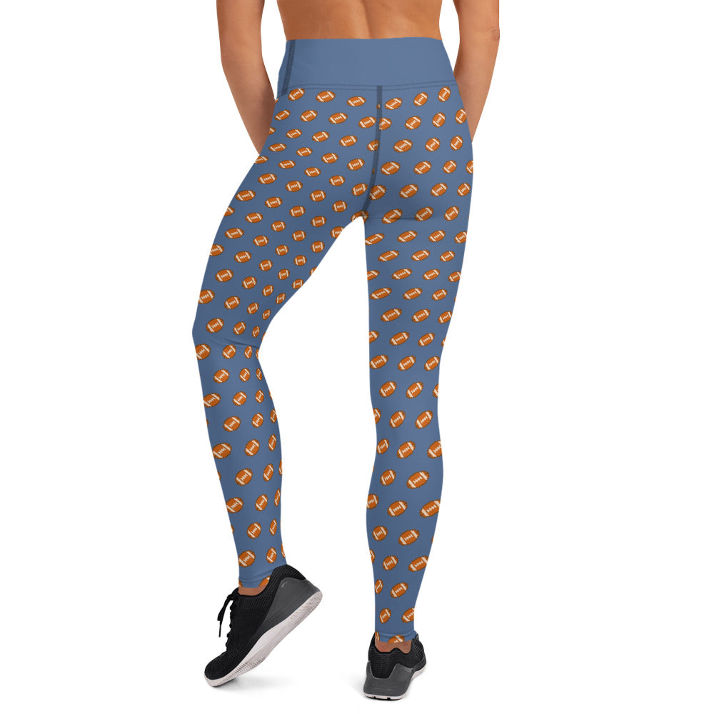 Pixel Football Yoga Leggings - Powder Blue