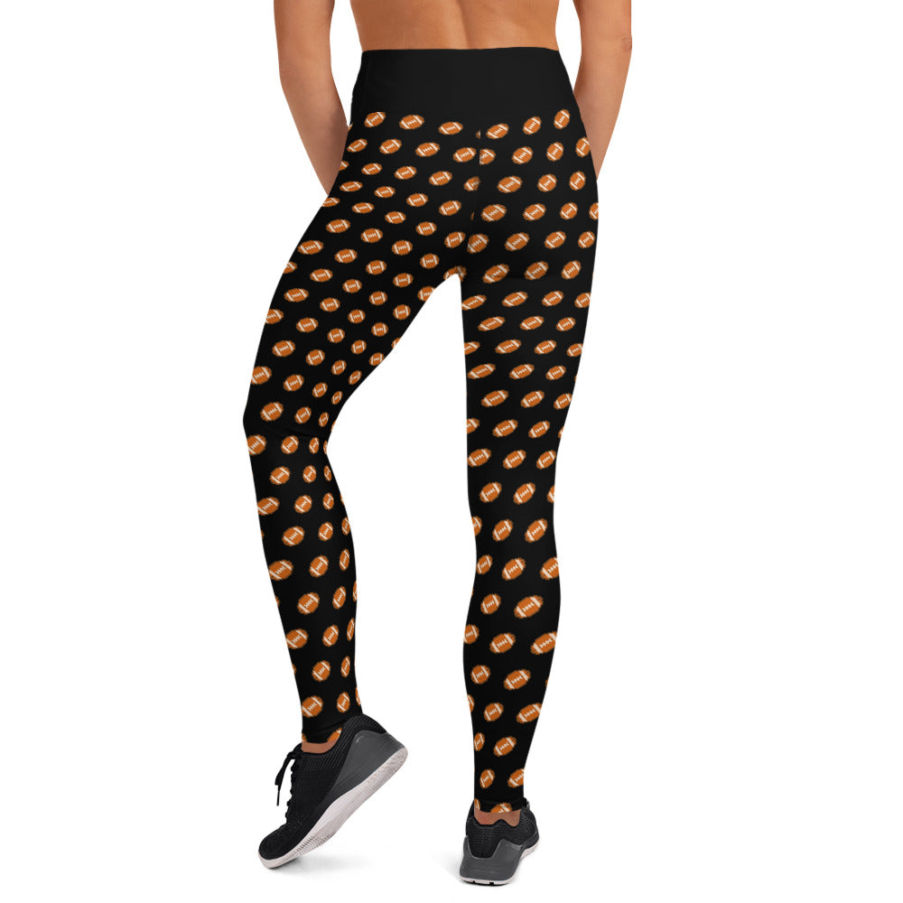 Pixel Football Yoga Leggings - Black