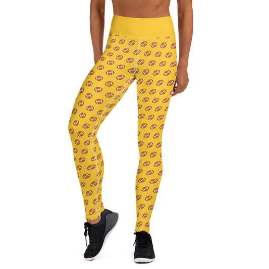 Pixel Football Yoga Leggings - Yellow