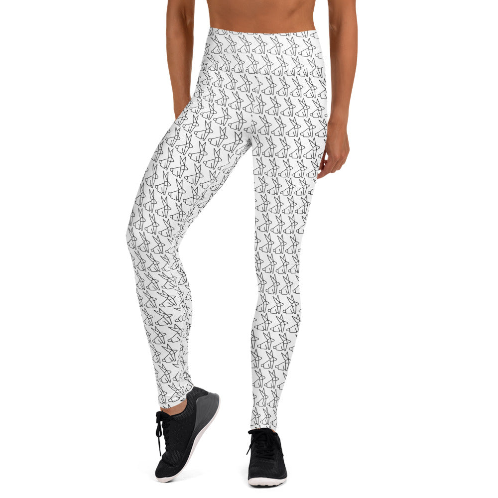 Geometric Bunny Yoga Leggings - White