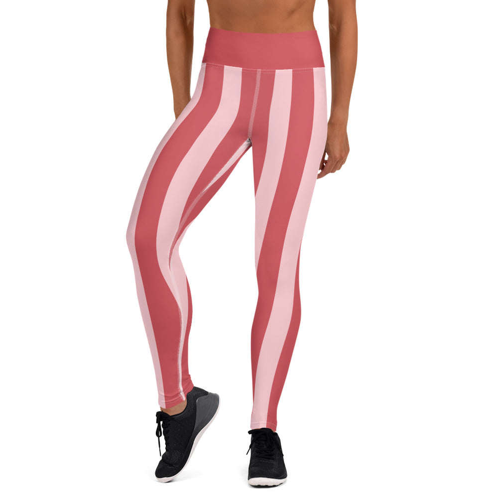 Stripe Yoga Leggings - Pink