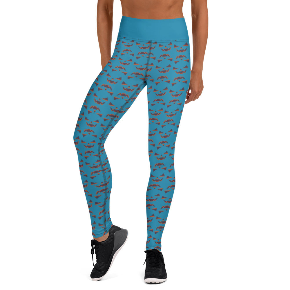 Halloween Face Yoga Leggings - Bright Blue