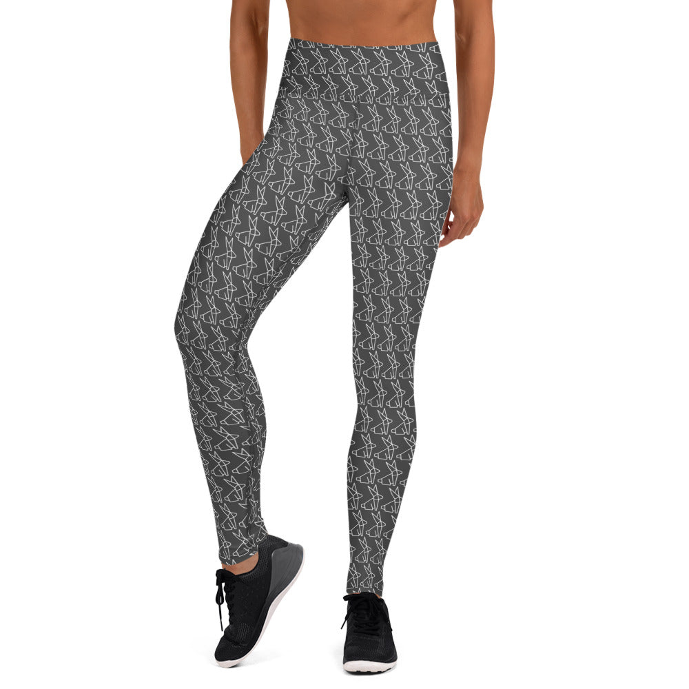 Geometric Bunny Yoga Leggings - Charcoal