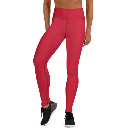 Touch Down! Yoga Leggings - Red & Grey