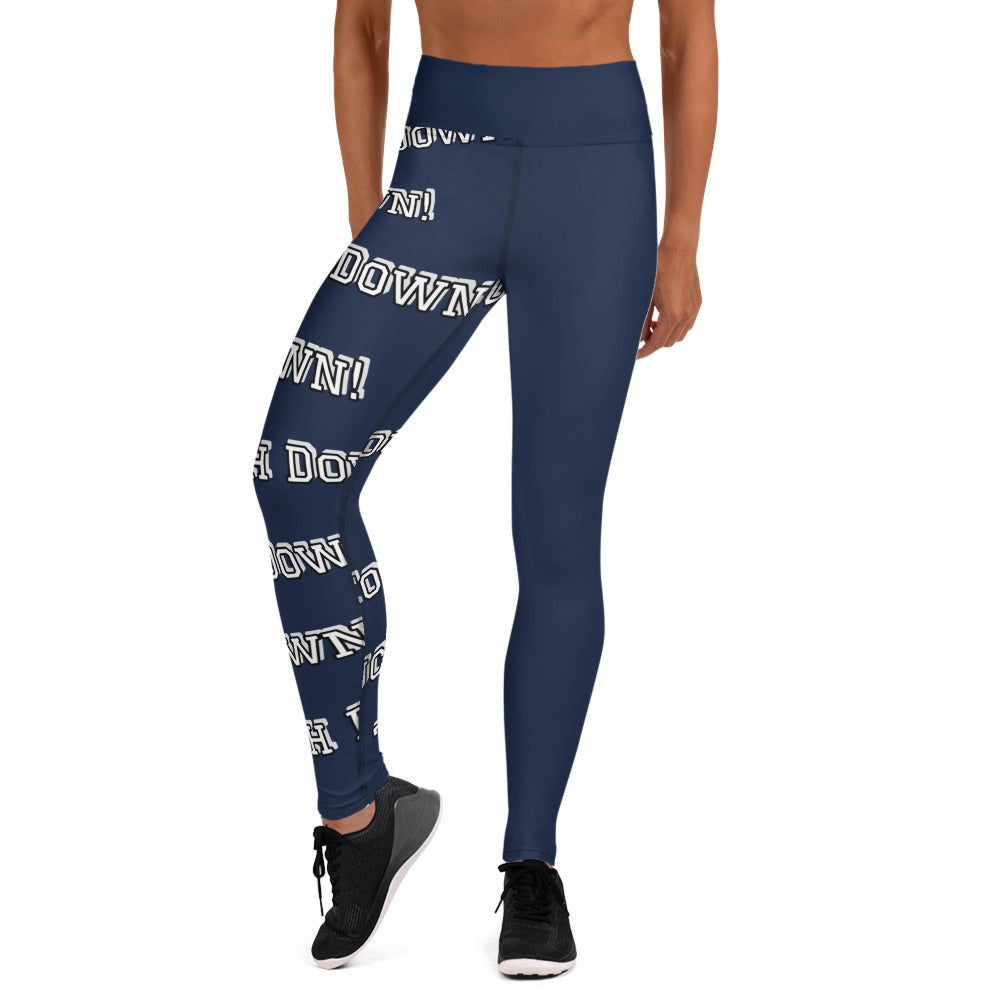 Touch Down! Print Yoga Leggings - Navy