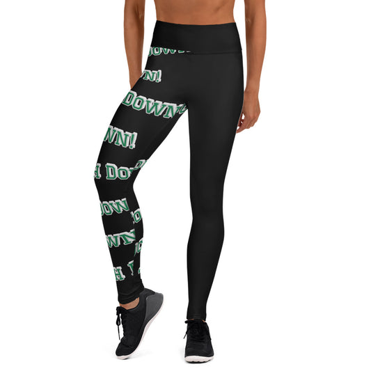 Touch Down! Print Yoga Leggings - Black, Grey, Green