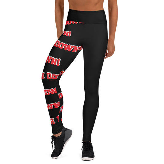 Touch Down! Print Yoga Leggings - Black