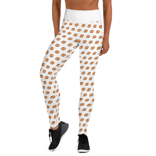 Pixel Football Yoga Leggings - White