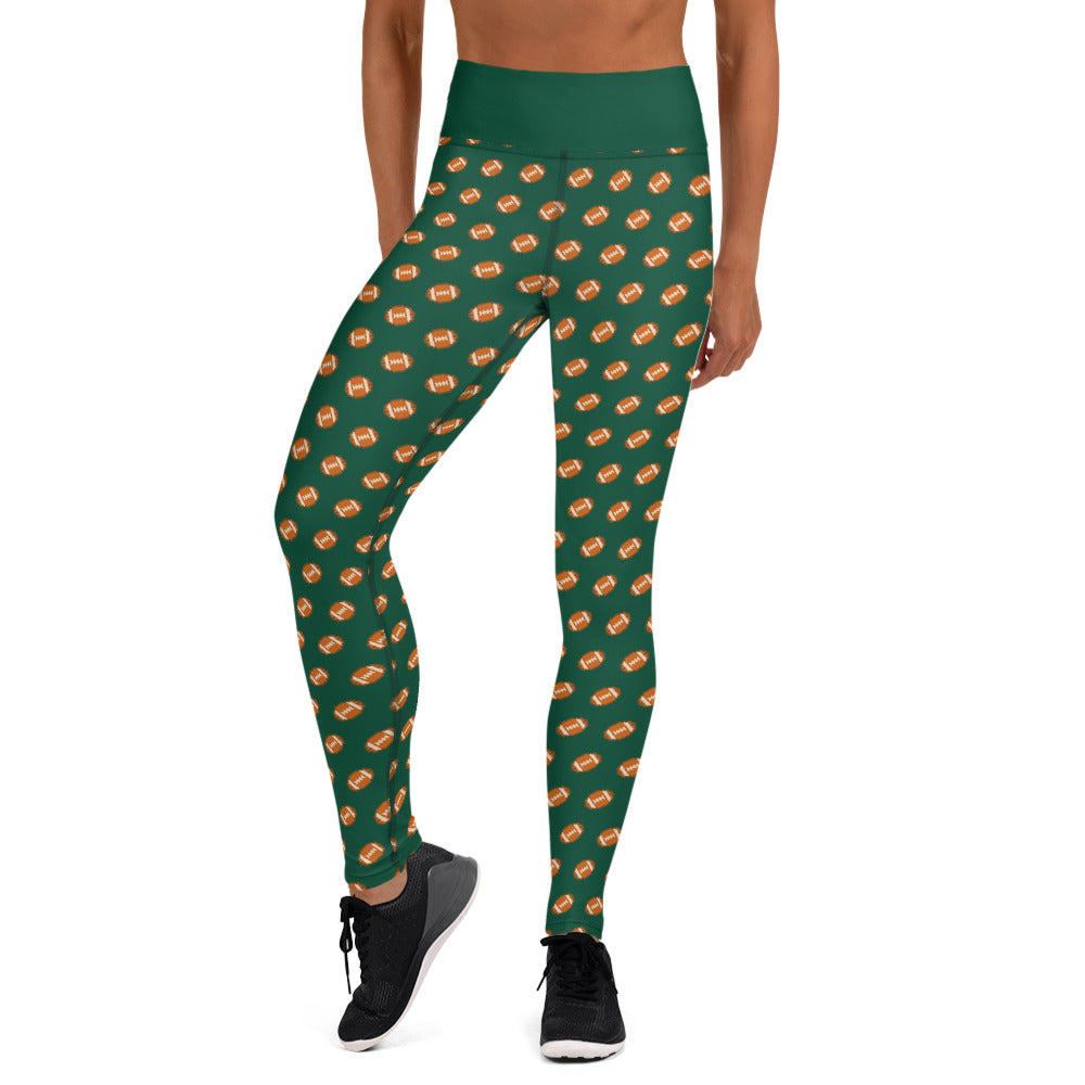 Pixel Football Yoga Leggings - Green