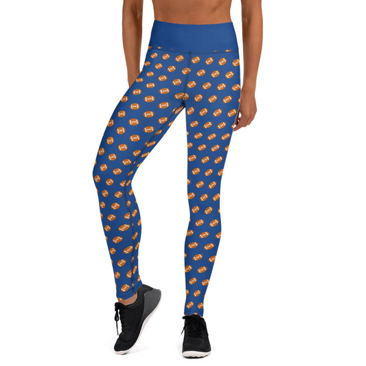 Pixel Football Yoga Leggings - Royal Blue