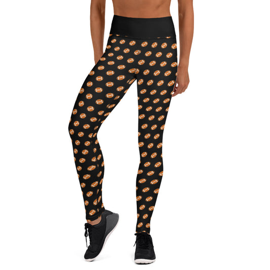 Pixel Football Yoga Leggings - Black