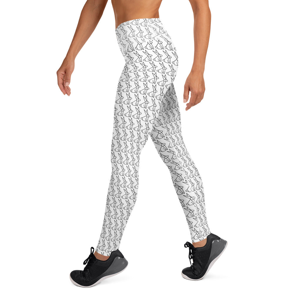 Geometric Bunny Yoga Leggings - White