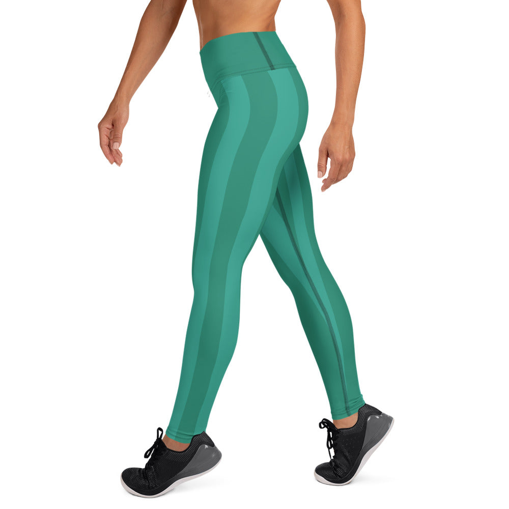 Stripe Yoga Leggings - Green