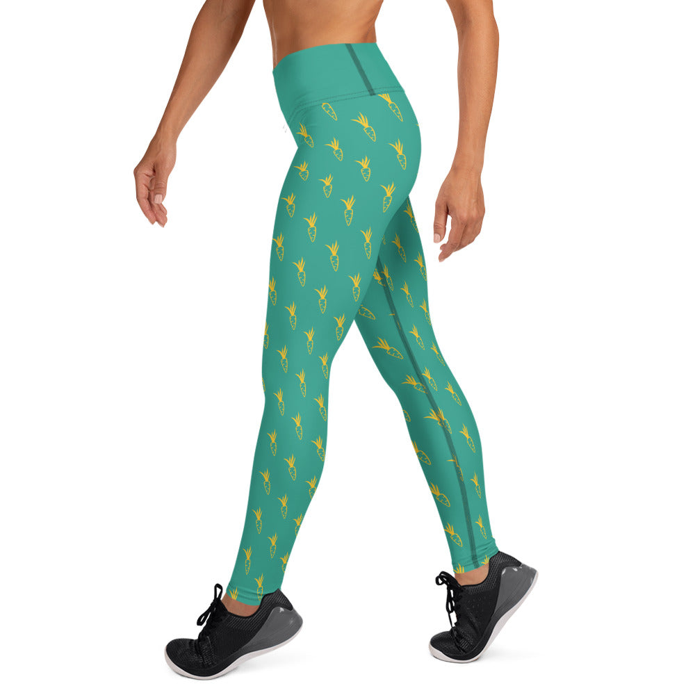 Carrot Yoga Leggings -  Green & Yellow