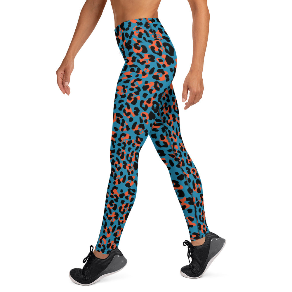 Blue Leopard Print Yoga Leggings